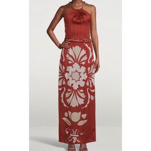 Carolina K Lisa Dress NWT Medium Halter Backless Maxi Boho Resortwear Luxury